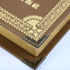 النقش الخشبي على شكل كتاب هدية مربع الجلود التفاف السطح جولة العمود الفقري 3D شعار معدني