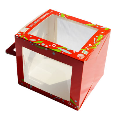 ODM Cake Clear Window Box التعبئة والتغليف القابلة للطي المخصصة المطبوعة بمقبض Artpaper PVC