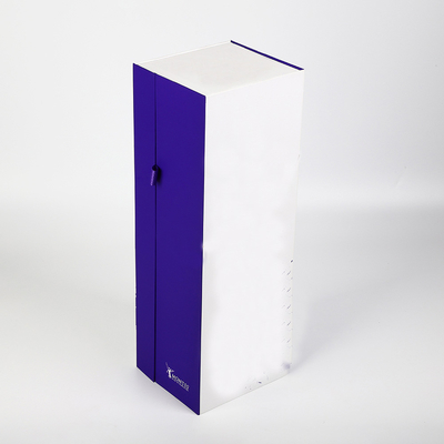 صندوق هدايا زجاجة نبيذ شخصية من قطعة واحدة White Folder Golf Foil Logo FSC